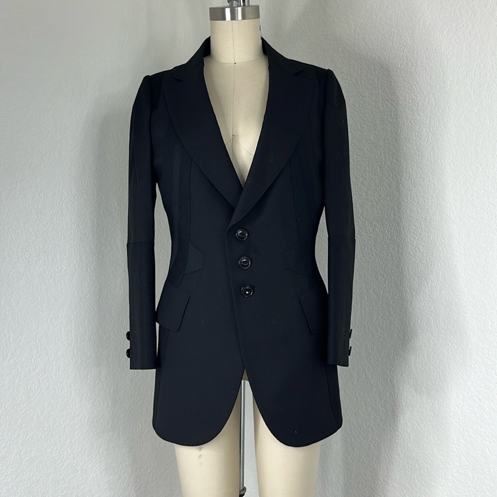 Shiro Sakai Wool Asymetric Placket Tailored Mixed Media Japan Blazer Coat Jacket
